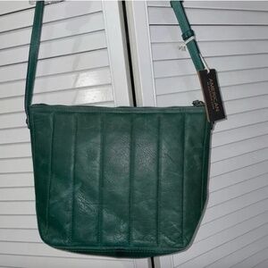 Green Leather Quilted Crossbody Bag AMERICAN LEATHER CO - Dayton NEW